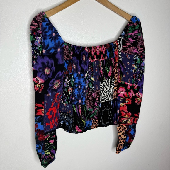 NWT Desigual PATCHWORK CORSET BLOUSE Sz M Long Sleeves Top - Picture 5 of 8